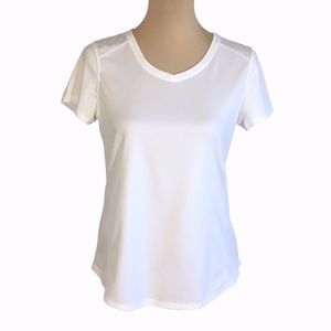 St. John's Bay | White Lightweight Quick-Dri Athletic V-neck Tee, Petite Small